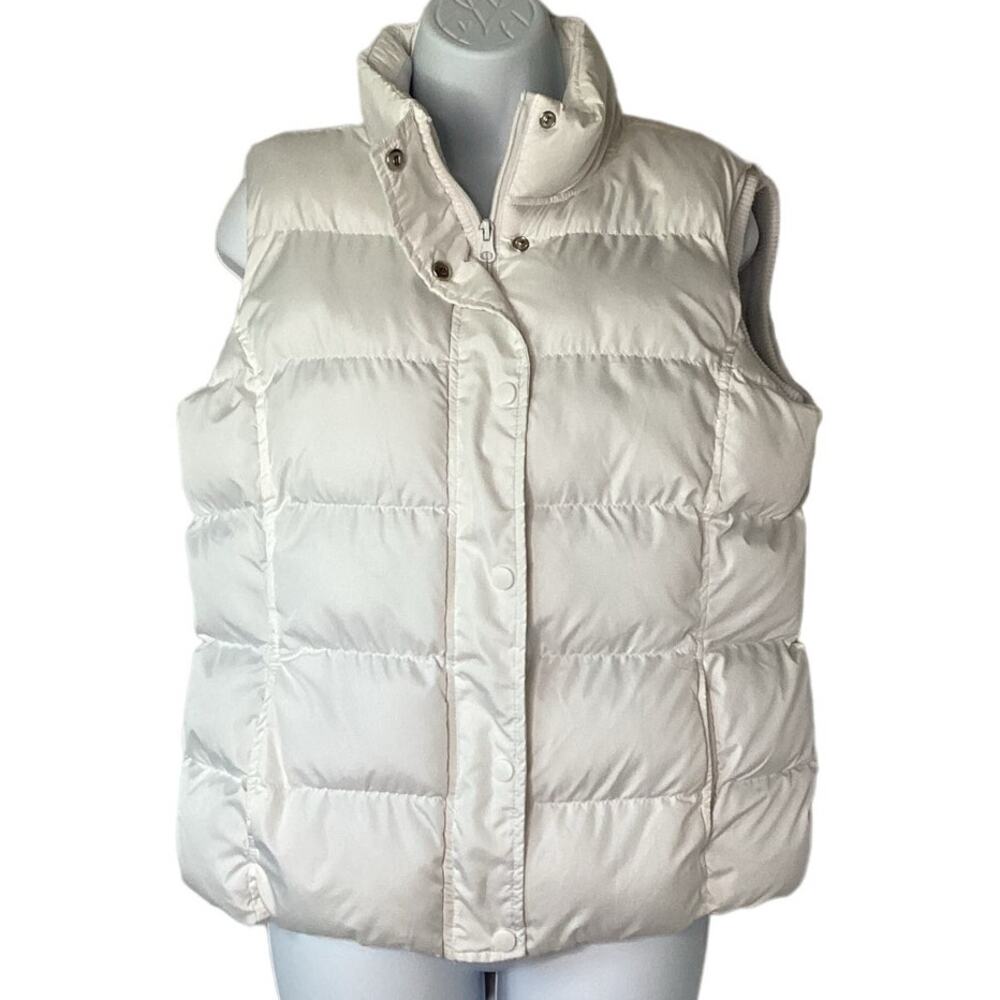 Faded Glory Bubble Puffer Vest Sleeveless Cropped Jacket White M 8/10
